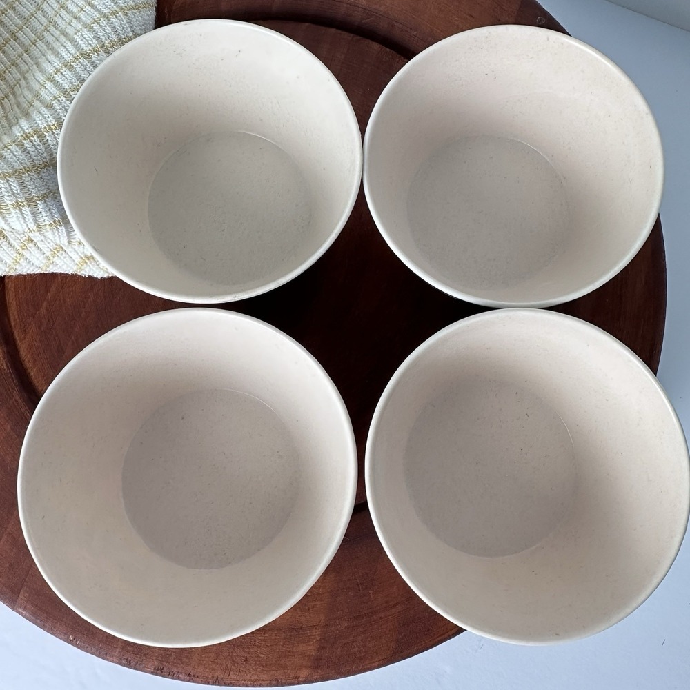 4 Blue & White Patina Vie "Lisbon" Bamboo Tidbit Bowls, Anthro‑vibe Cottage‑Boho - Picture 3 of 9